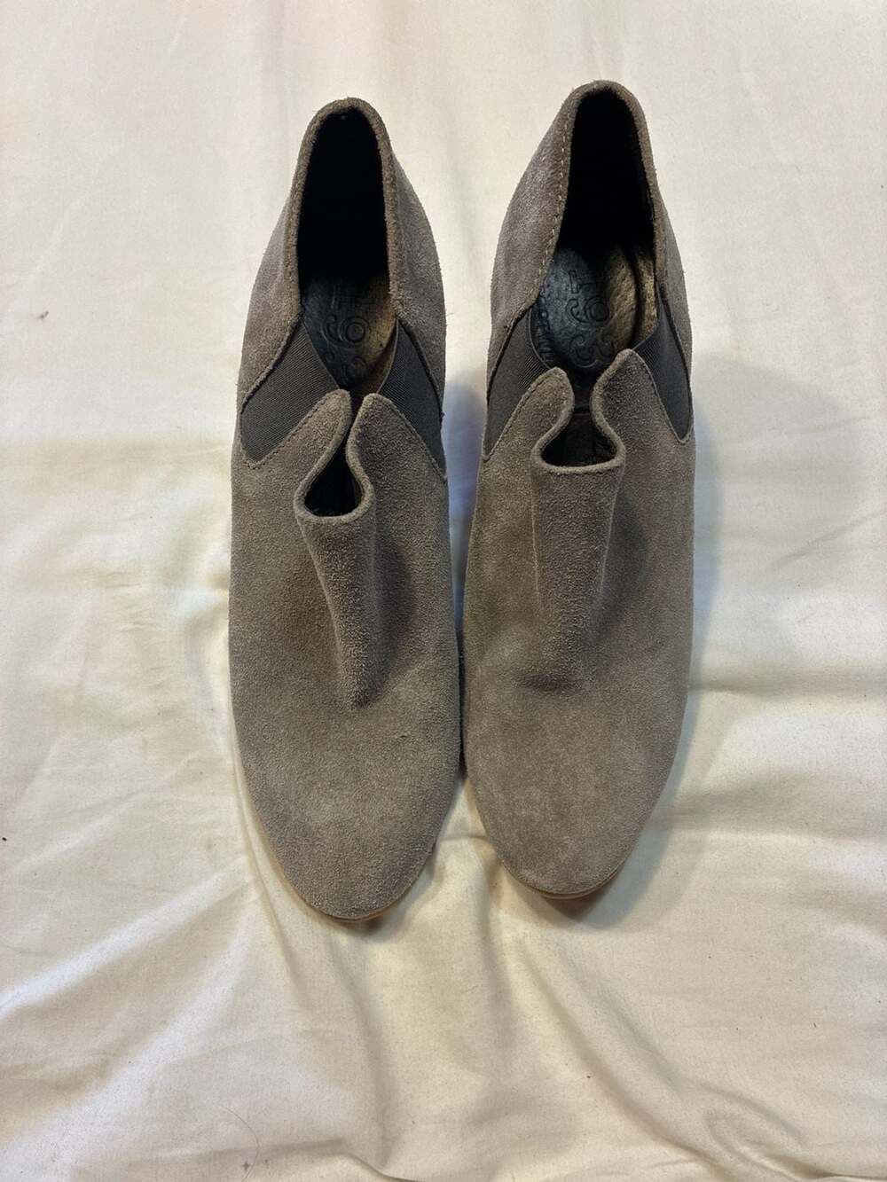 1937 Footwear Grey Suede Heeled Chelsea Ankle Booties